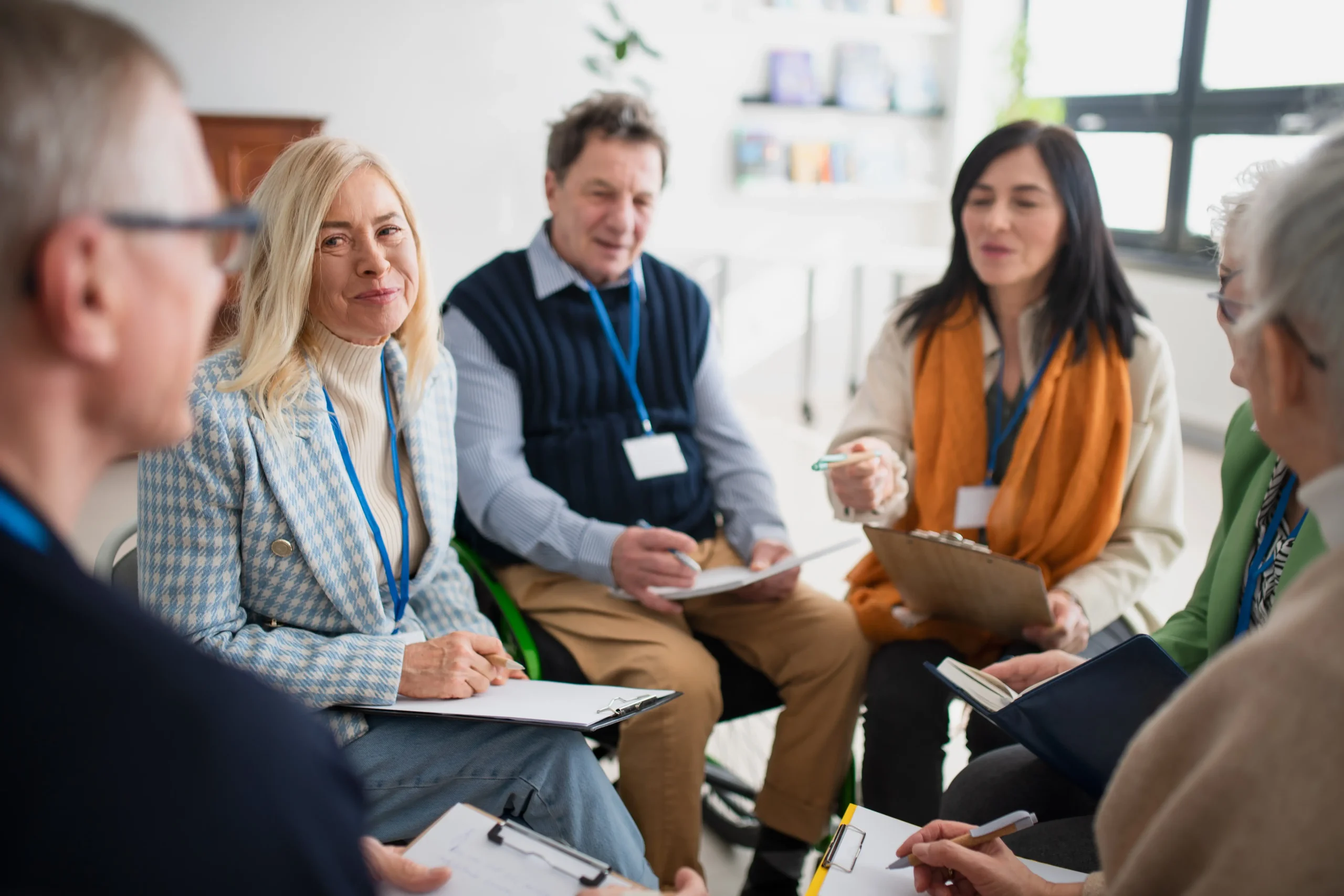 Small therapy group in a warm, supportive session at Cornerstone Family Counselling in Mississauga
